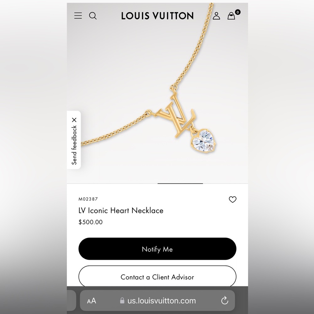 Louis Vuitton Gold LV Necklace with Heart Pendant - Picture 11 of 12